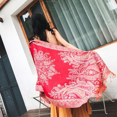 KHĂN CHOÀNG CỔ PASHMINA THỔ CẦM HOA HỒNG 04