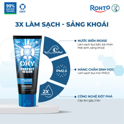 Sữa rửa mặt cho nam Oxy sạch sâu mát lạnh dạng kem Oxy Perfect Wash 100g