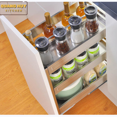 Giá gia vị tủ bếp dưới inox hộp hàng chính hãng Grob sang trọng hiện đại