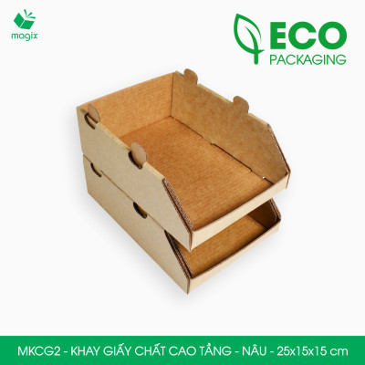 MKCG2 - 25x15x15 cm - 50 Khay giấy chất cao tầng bằng giấy carton siêu cứng, kệ giấy đựng đồ văn phòng, khay đựng dụng cụ, khay linh kiện, kệ phân loại dụng cụ