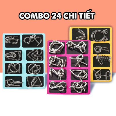 Combo 24 Móc Khóa IQ Phát Triển Trí Tuệ Cho Trẻ – Đồ Chơi Tư Duy Mở Khóa Loại Tốt Không Gỉ đèn trợ sáng