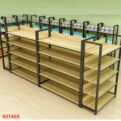Kệ trưng bày sản phẩm, hàng hóa , kệ trang trí khung sắt mặt gỗ KST403 - Nội thất lắp ráp Viễn Đông Adv