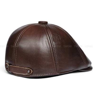 Mũ bê rê nam da bò có che tai BHY1917 Nón beret da thật, có size, vừa vòng đầu 55-60cm