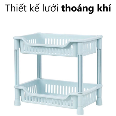 Kệ chữ nhật 2 Tầng , Kệ nhựa đựng đồ đa năng , kệ lắp ráp 2 tầng Việt Nhật 5538 - Hàng chính hãng ( Giao màu ngẫu nhiên) 