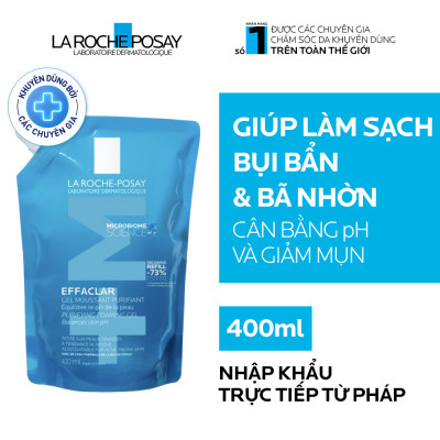 Gel rửa mặt cho da dầu nhạy cảm La Roche-Posay Effaclar Foaming Gel 400ml (Túi refill)