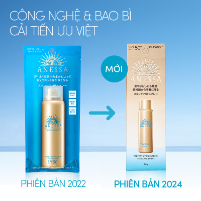 Bộ đôi Kem chống nắng dạng xịt dưỡng da bảo vệ hoàn hảo + Kem chống nắng dạng sữa dưỡng da kiềm dầu bảo vệ hoàn hảo (Anessa Gold Spray 60g + Gold Milk 20ml)