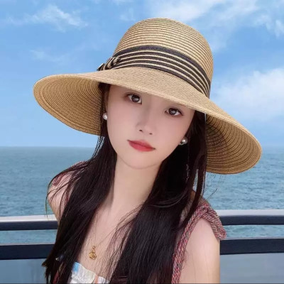 Nón Rộng Vành Đi Du Lịch Biển Mũ Rộng Nữ Chất Liệu Cói Thoáng Mát Viền Sọc Thời Trang Mới Cho Nữ dona25070302