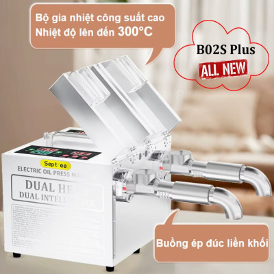 Máy ép dầu ăn thực vật 2 đầu kép đa năng thương hiệu Mỹ cao cấp Septree B02S Plus - Công suất 1900W - Hàng chính hãng