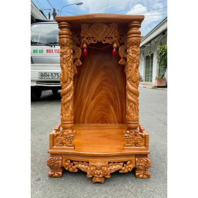 Bàn thờ thần tài ông địa gỗ gõ đỏ 48 x 81CM, bàn thờ ông địa , bàn thờ gỗ