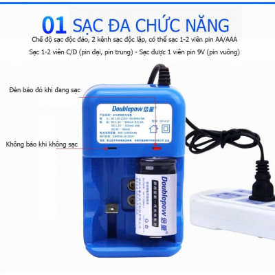 (LOẠI TỐT) Bộ Sạc Pin Đại, Pin 9V, Pin Tiểu Đa Năng Cao Cấp - Tự Ngắt Khi Đầy, Tự Điều Chỉnh Dòng Sạc