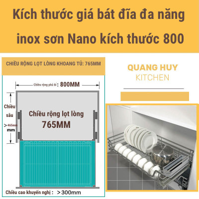 Giá bát đĩa tủ dưới inox sơn Nano bảo hành 10 năm không han gỉ thương hiệu Grob
