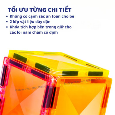 Xếp Hình Nam Châm lắp ráp Mideer Colorful Magnetic Tiles ghép hình nam châm ánh sáng