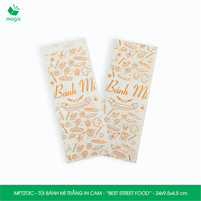  MFT2T3C - 24x9.5x4.5 cm - 100 túi giấy đựng bánh mì, túi đựng thức ăn mang đi, túi take away