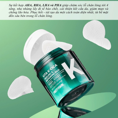Toner Pad Vita K-Cica Peeling & Repairing Pad Pretty Skin Hàn Quốc 80 miếng