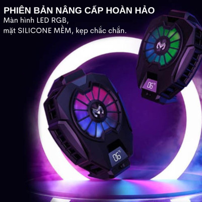 Quạt tản nhiệt MEMO DL05 - Thiết bị hạ nhiệt gaming dành cho điên thoại siêu lạnh, hiển thị nhiệt độ, LED RGB, Kẹp thu vào 2 chiều - Hàng Nhập Khẩu