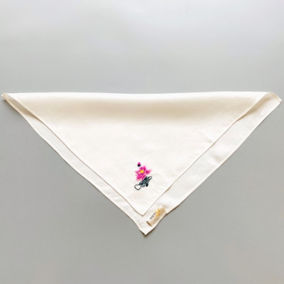 Khăn Tay Lụa Thêu Hoa Sen (Trắng) - SenSilk Lotus Hand-Embroidered Handkerchief