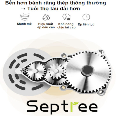 Máy ép dầu ăn thực vật chuyên dụng gia đình thương hiệu Septree T2S công suất 1000W - Trục ép dài 236mm - Hàng chính hãng (Bảo Hành 12 Tháng)