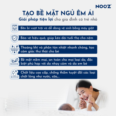 Tấm Lót Bảo Vệ Nệm (Mattress Protector) NOOZ Home Goods Chống Thấm Tuyệt Đối Bề Mặt Kháng Khuẩn Không Gây Kích Ứng Da