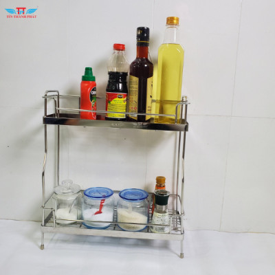 Kệ gia vị 2 tầng inox 304 Tín Thành Phát – Đựng chai lọ, đồ dùng bếp gọn gàng, bền đẹp