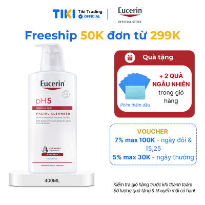 Sữa rửa mặt không gây kích ứng cho da nhạy cảm Eucerin pH5 Facial Cleanser 400ml