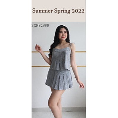 Bộ váy xếp ly thể thao mùa xuân