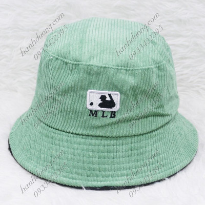 Mũ bo cụp mũ bucket vành cụp nhung đũa thêu chữ vành rộng 6 cm phù hợp cho nữ