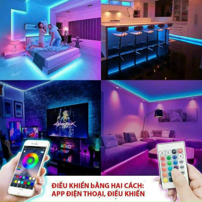 Cuộn Dây Đèn LED 5M Kết Nối Bluetooth Trang Trí, Trang Trí Phòng, Dán Tường, Bàn Máy Tính, Tạo Không Gian Quay Video , Chụp Ảnh, Kèm Remote
