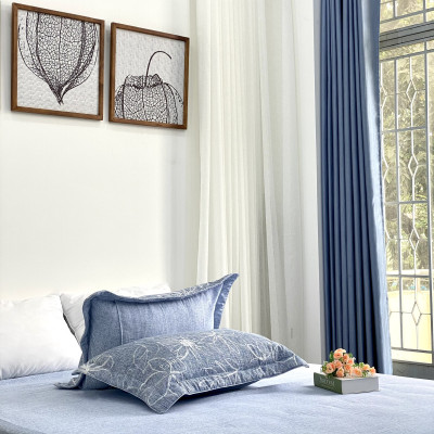 Bộ ga giường  KBedding by Everon KMTP 111 Microtencel Xanh in hoa (4 món)