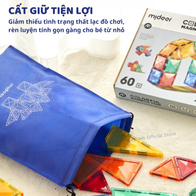 Xếp Hình Nam Châm lắp ráp Mideer Colorful Magnetic Tiles ghép hình nam châm ánh sáng