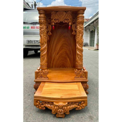 Bàn thờ thần tài ông địa gỗ gõ đỏ 48 x 81CM, bàn thờ ông địa , bàn thờ gỗ