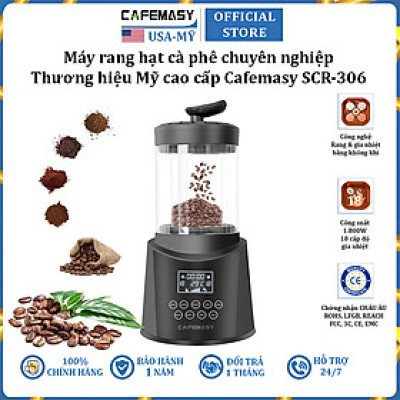 Máy rang hạt cà phê công nghệ gia nhiệt không khí chuyên nghiệp thương hiệu Cafemasy SCR-306 - Công suất 1800W - Hàng chính hãng