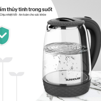 Ấm siêu tốc thủy tinh 1.8L Sunhouse SHD1215B - Hàng chính hãng