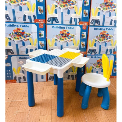 Trọn bộ đồ chơi lắp ghép sáng tạo cho bé trai và bé gái có kèm bàn và ghế ngồi, chất liệu nhựa ABS cứng cáp dày dặn - Đồ chơi phát triển trí não cho bé yêu