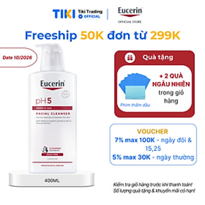 Sữa rửa mặt không gây kích ứng cho da nhạy cảm Eucerin pH5 Facial Cleanser 400ml