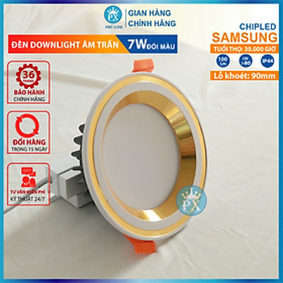  Đèn âm trần 3 chế độ sáng 7w, đèn lon cao cấp sang trọng, lỗ khoét 90mm