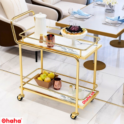 KỆ TRANG TRÍ PHÒNG BẾP SANG TRỌNG CÓ BÁNH XE CAO CẤP OHAHA - KTT023