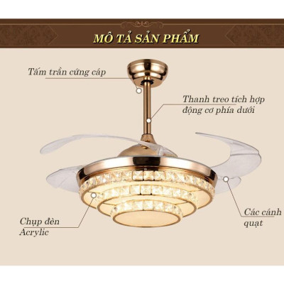 Đèn quạt trần LOSWE kiểu dáng sang trọng, động cơ đồng nguyên khối chạy siêu êm, siêu mát 