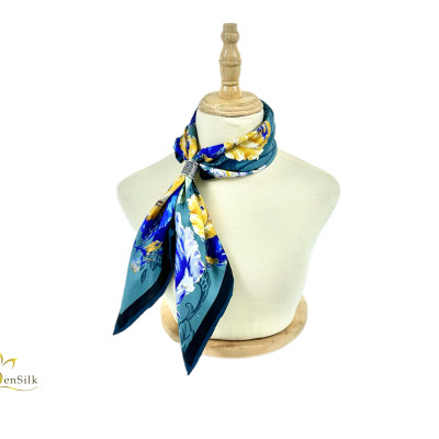 Khăn Choàng Cổ Lụa Tơ Tằm in SenSilk KLVI05 - 100% Luxury Silk Printed Scarves - Quà Tặng Thời Trang Nữ