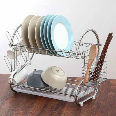 Kệ Úp Chén Inox Đa Năng 2 Tầng Hình Chữ S 