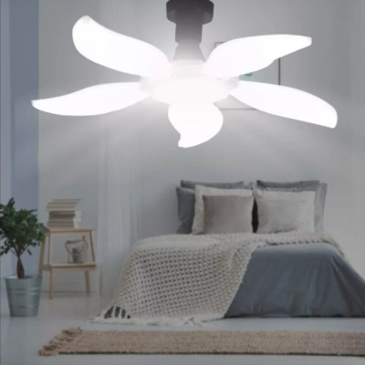 Bóng Đèn Led Hình 5 Cánh Quạt 75W Led Bulb, Đèn Led 5 Cánh Hoa Ánh Sáng Trắng Tiết Kiệm Điện, đèn treo chui điện xoay E27