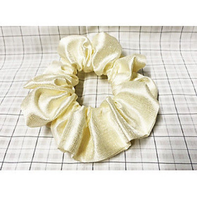 Cột tóc scrunchies vải dày màu vàng ánh kim, đeo cột tóc đều đẹp - loại big size (mẫu mới )