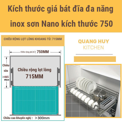 Giá bát đĩa tủ dưới inox sơn Nano bảo hành 10 năm không han gỉ thương hiệu Grob