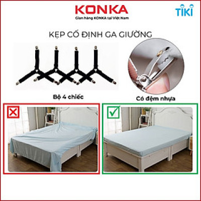 Bộ 4 kẹp ga giường drap chống xê dịch có đệm nhựa