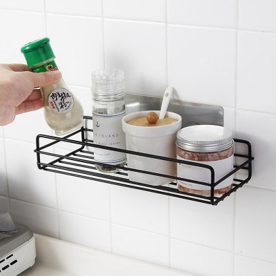 Kệ Góc Nhà Tắm Hình Chữ Nhật - Có Sơn Tĩnh Điện, Kệ Dán Tường Nhà Tắm, Nhà Bếp Siêu Dính - Tặng Kèm Tấm Dán - Màu Đen