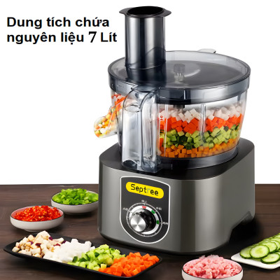 Máy Thái Rau Củ Quả Septree ANS-A5 Thương Hiệu Mỹ Công Suất Lớn 600W, Khay Chứa 7L, Năng Suất Cắt 300kg/giờ, Lát Cắt Mịn, Nhập Khẩu - BẢO HÀNH 1 NĂM, HÀNG NHẬP KHẨU