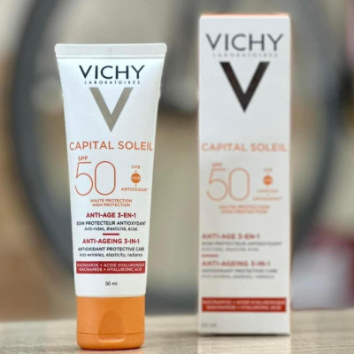 Kem Chống Nắng Bảo Vệ, Giảm Lão Hóa Vichy Capital Soleil 3in1 Anti-Aging SPF50 50ml