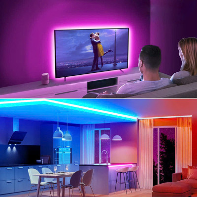 Cuộn Dây Đèn LED 5M Kết Nối Bluetooth Trang Trí, Trang Trí Phòng, Dán Tường, Bàn Máy Tính, Tạo Không Gian Quay Video , Chụp Ảnh, Kèm Remote