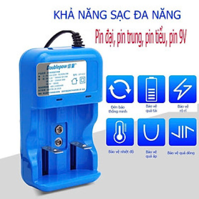(LOẠI TỐT) Bộ Sạc Pin Đại, Pin 9V, Pin Tiểu Đa Năng Cao Cấp - Tự Ngắt Khi Đầy, Tự Điều Chỉnh Dòng Sạc
