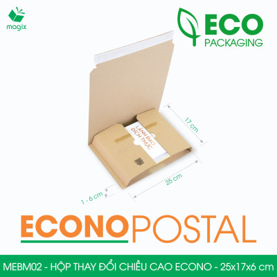 MEBM02 - 25x17x6 cm - 20 hộp carton thay đổi chiều cao siêu tiết kiệm - Hộp đóng sách, hộp gói hàng
