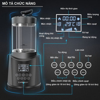 Máy rang hạt cà phê công nghệ gia nhiệt không khí chuyên nghiệp thương hiệu Mỹ Cafemasy SCR-306 - Hàng nhập khẩu